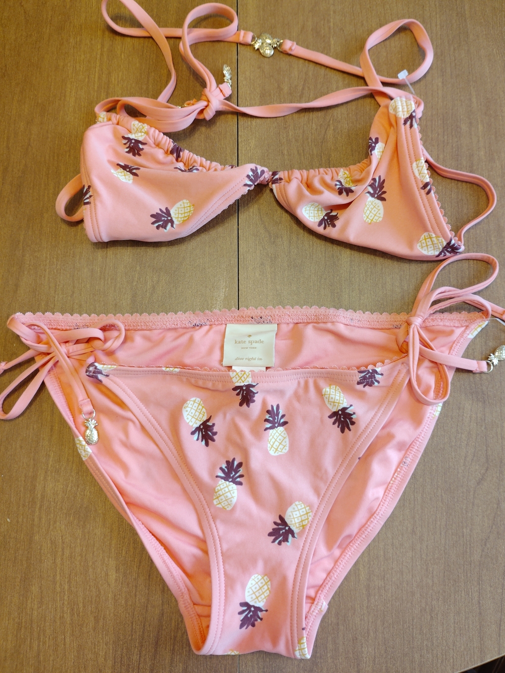 kate spade Pink Scalloped Lace Trim Bikini Bottom